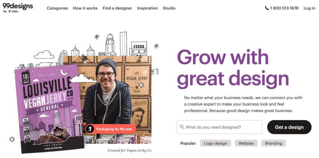 Startseite von 99designs