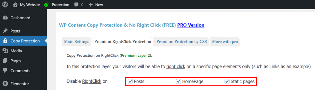 Dashboard des Plugins f&uuml;r den Kopierschutz
