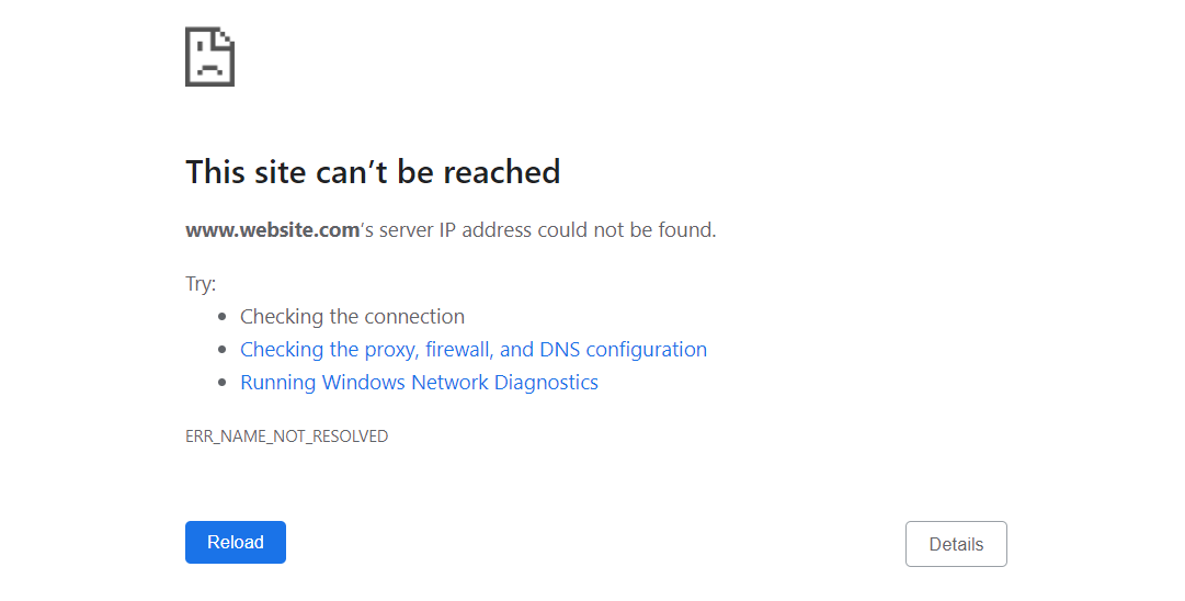Fehlermeldung &bdquo;ERR_NAME_NOT_RESOLVED&ldquo;