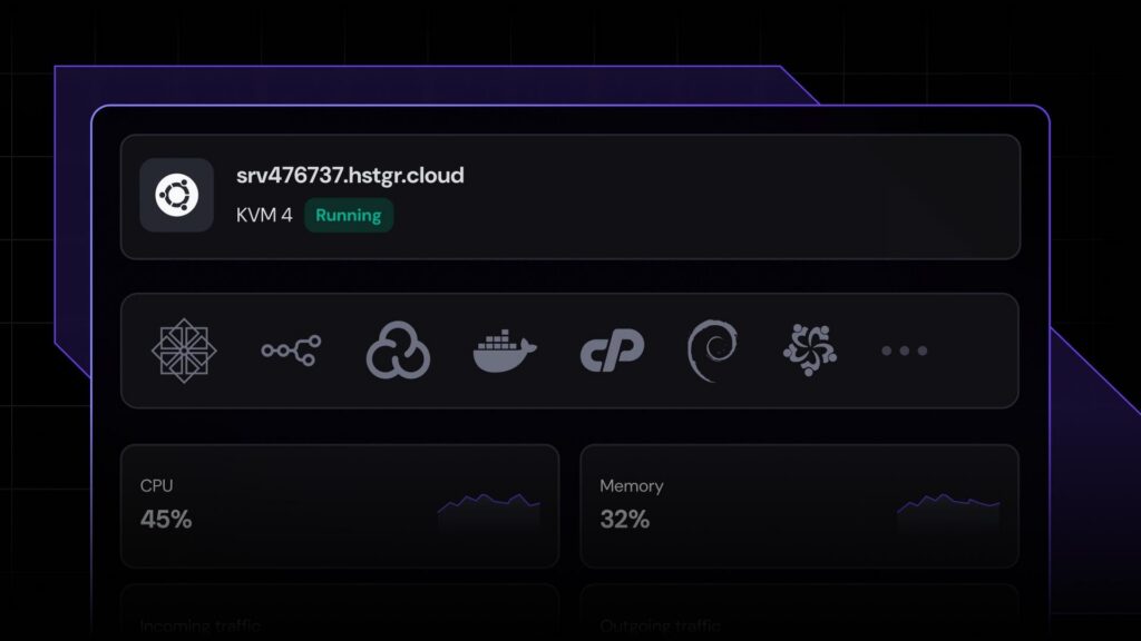 Hostinger VPS-Hosting Screenshot von Dashboard mit Plan KVM 4