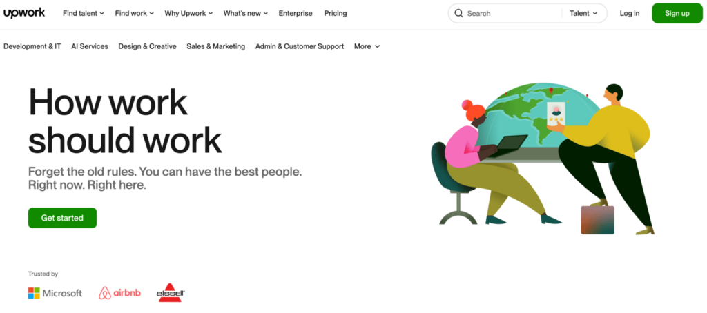 Startseite von Upwork