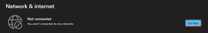 Die Schaltfl&auml;che &bdquo;Hilfe anfordern&ldquo; im Men&uuml; &bdquo;Netzwerk & Internet&ldquo; von Windows