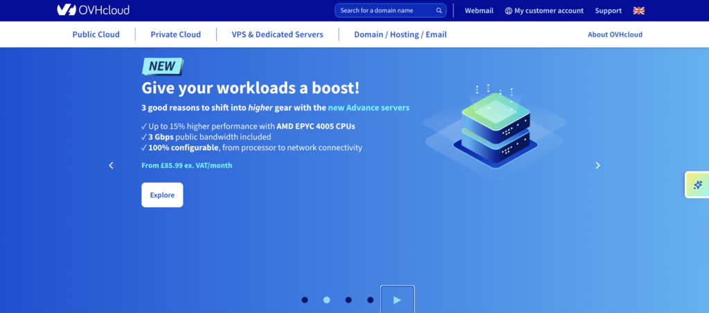 Landingpage f&uuml;r OVHcloud-Hosting