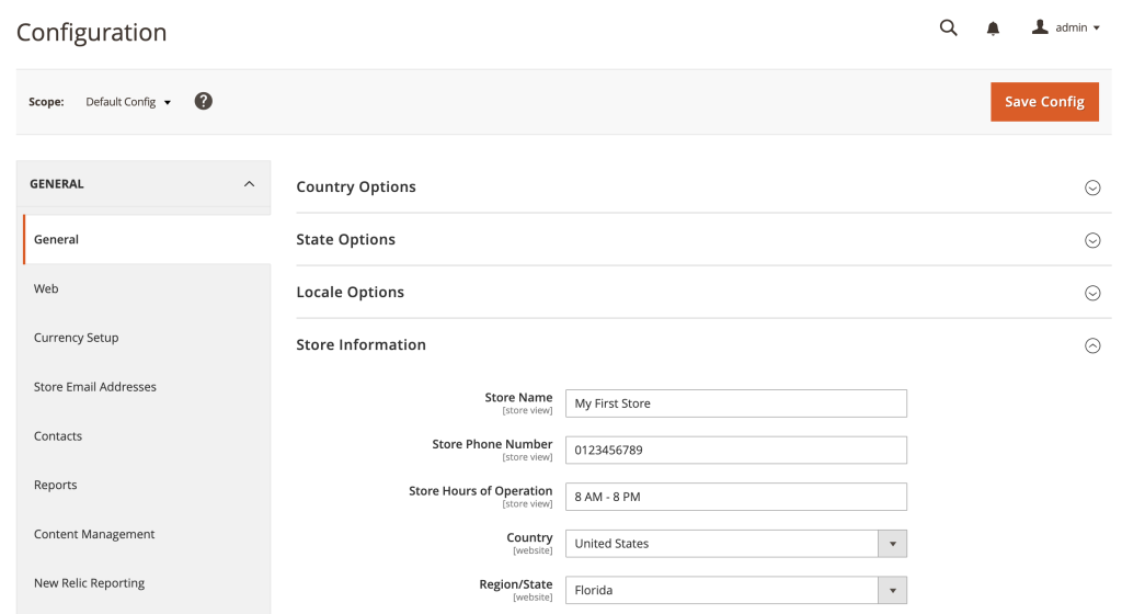 Grundlegende Shop-Informationen in Magento 2 eingeben