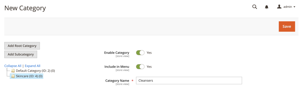 Eine Unterkategorie in Magento 2 erstellen