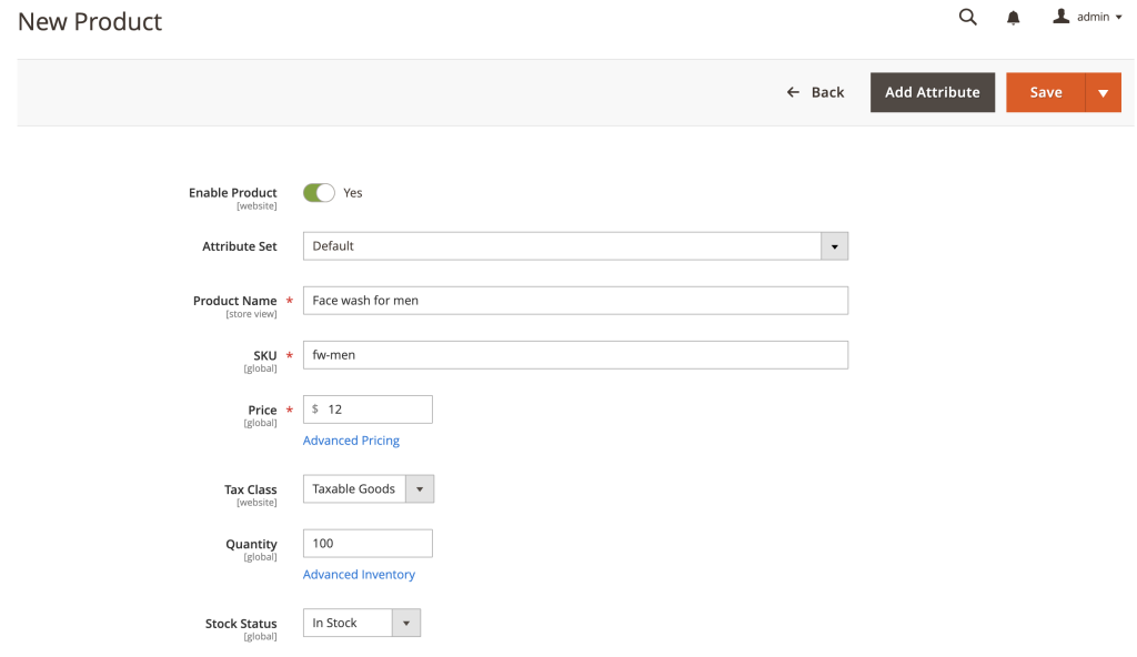Ein neues Produkt in Magento 2 erstellen