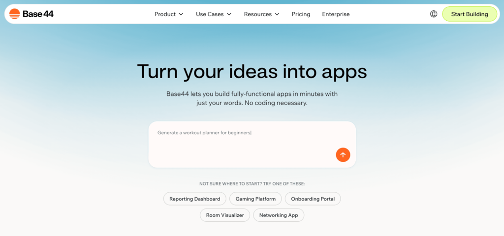 Startseite von Base44