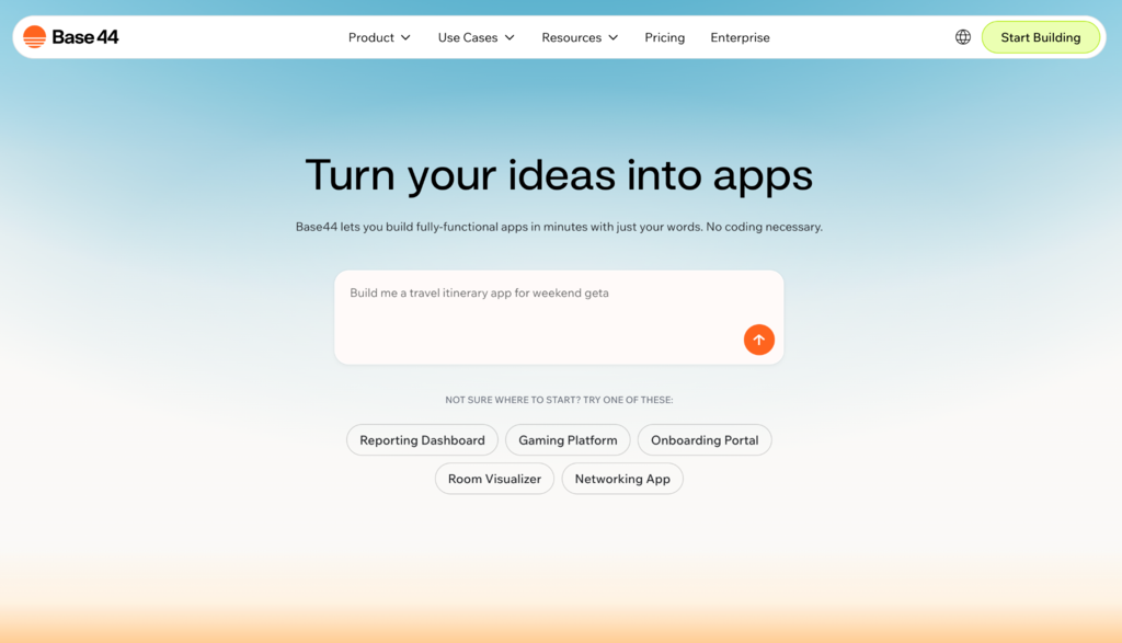 Landingpage von Base44