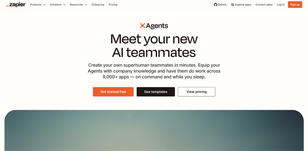 Landingpage von Zapier Agents