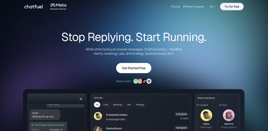Chatfuel-Startseite