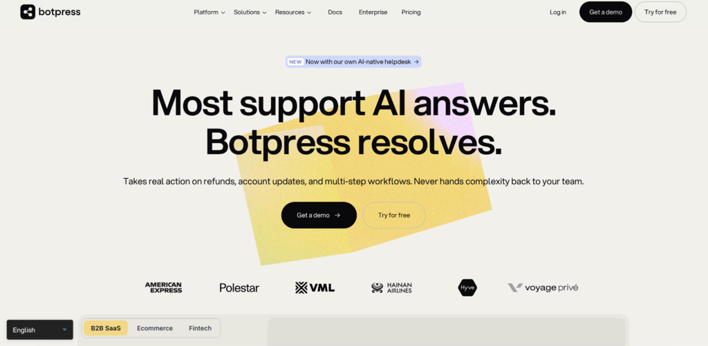 Botpress-Startseite