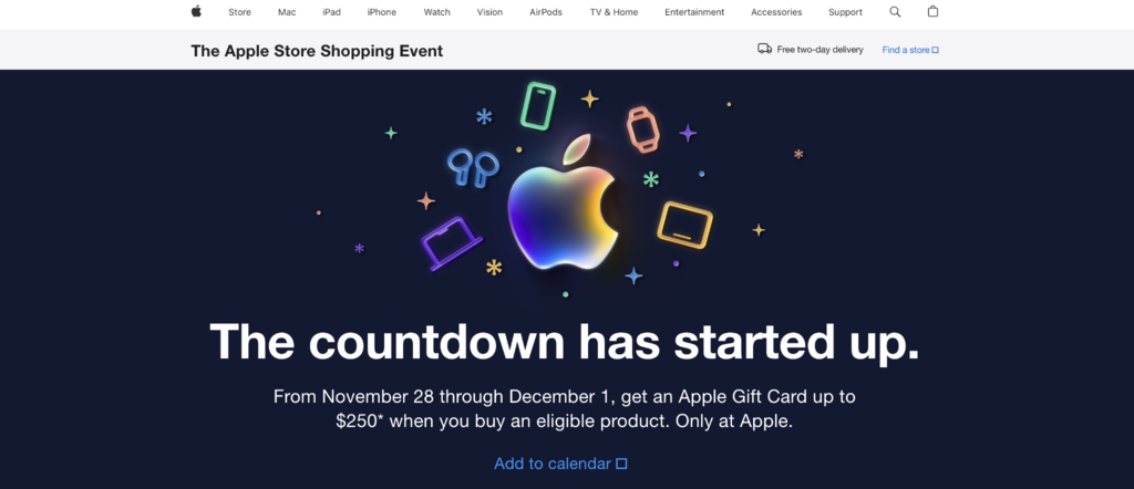 Apple Black Friday Landingpage