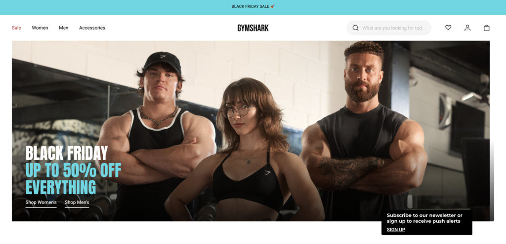 Gymshark Black Friday Landingpage