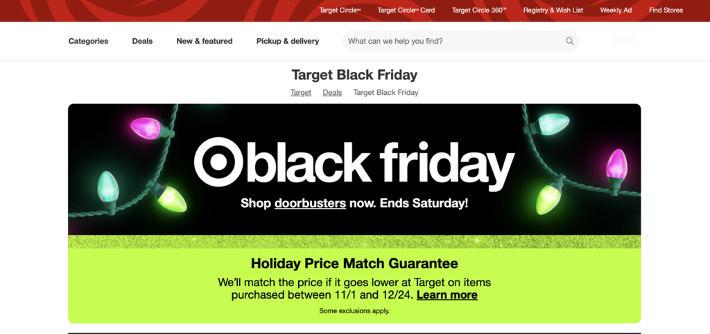 Target Black Friday Landingpages