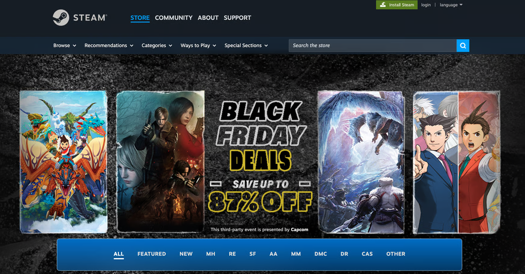 Steam Black Friday Landingpage