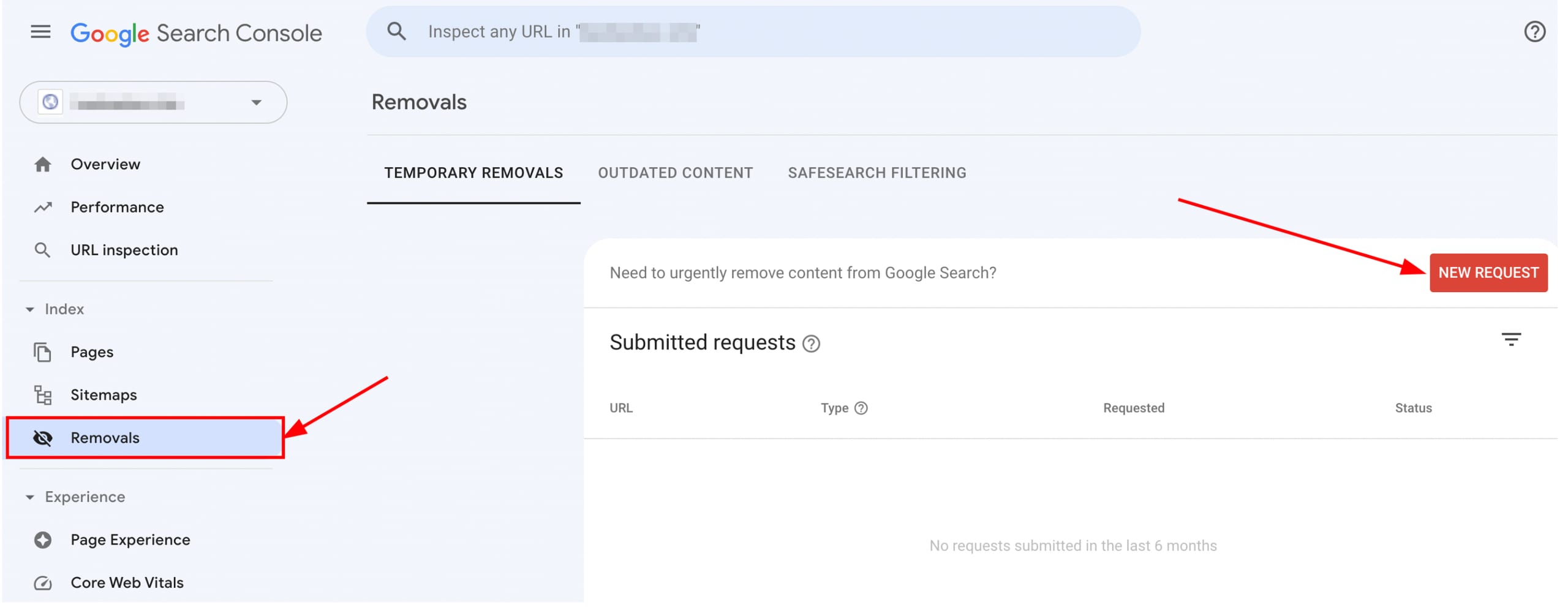 Uso de la herramienta de eliminación en Google Search Console