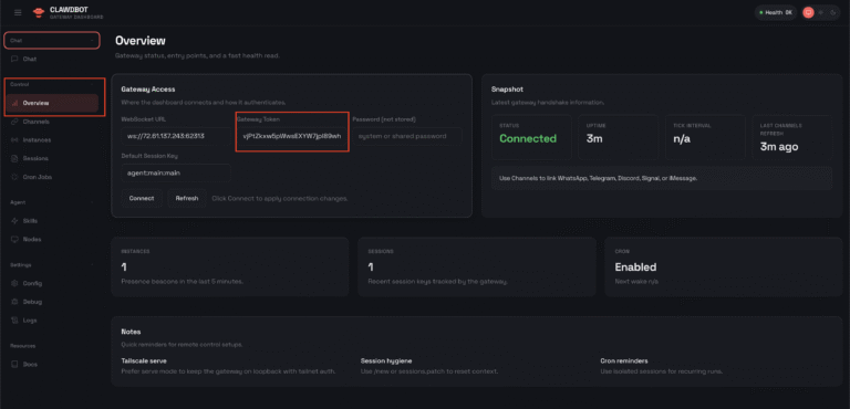 Pantalla de Vista general