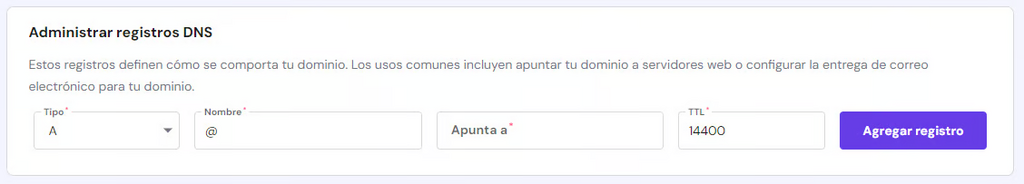 Zona de gesti&oacute;n DNS