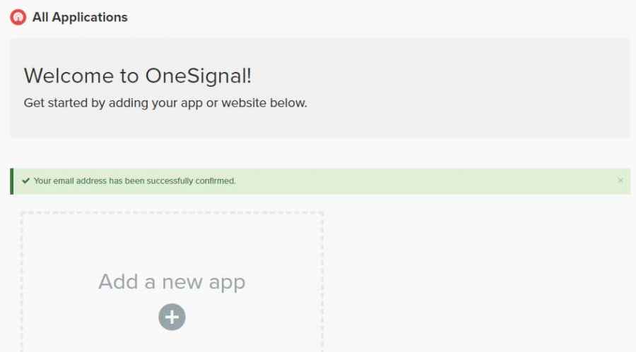Agregar una nueva aplicaci&oacute;n OneSignal.