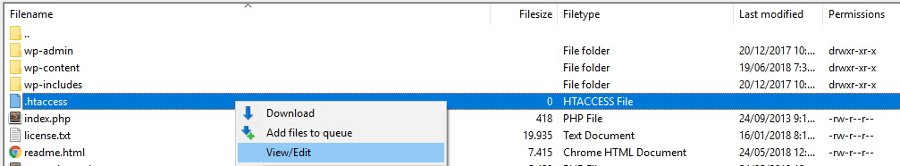 Edición de tu archivo htaccess.