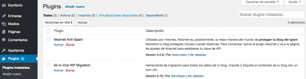 Tu pesta&ntilde;a de plugins de WordPress.
