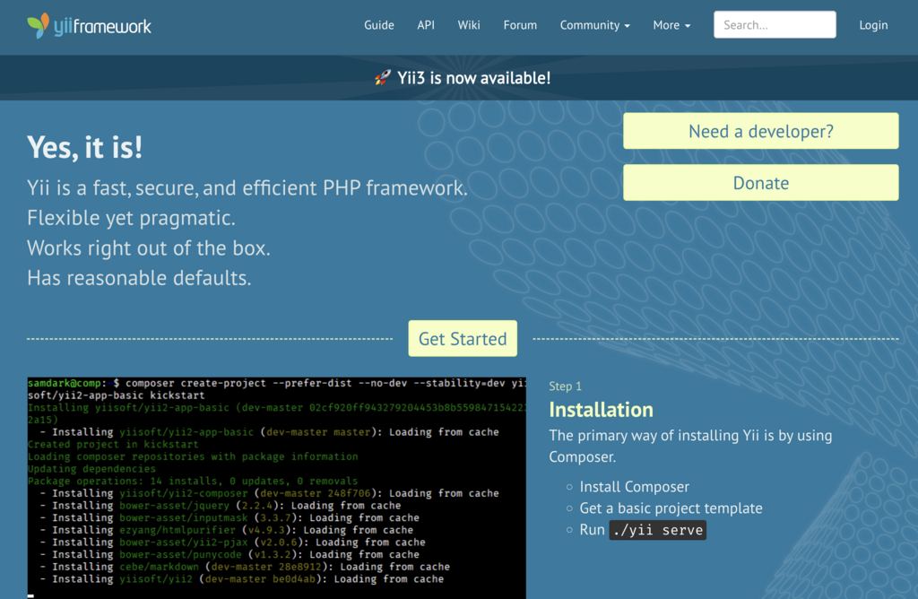 P&aacute;gina oficial de Yii