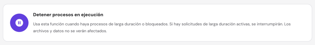 Detener procesos en ejecuci&oacute;n en hPanel
