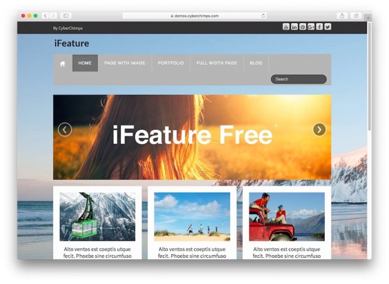 Demostración del tema de iFeature WordPress para blogs