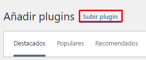 Botón Subir plugin en WordPress