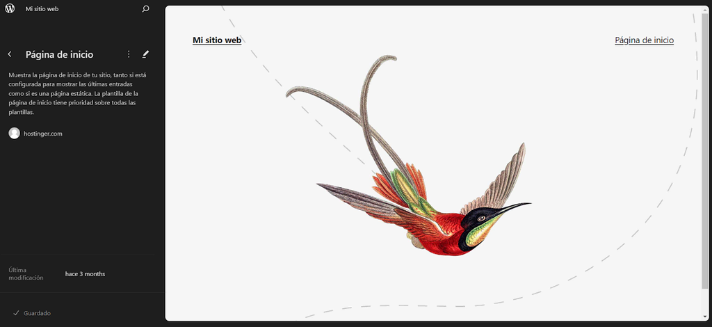 Ejemplo de página en WordPress
