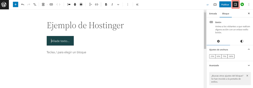 Panel de configuración de Gutenberg WordPress