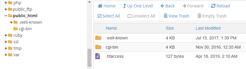 Archivo .htaccess en el directorio public_html