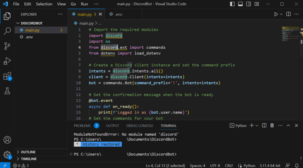 Interfaz de VSCode