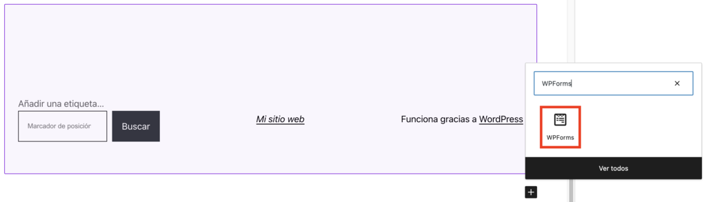 A&ntilde;adir WPForms en el editor de bloques de WordPress