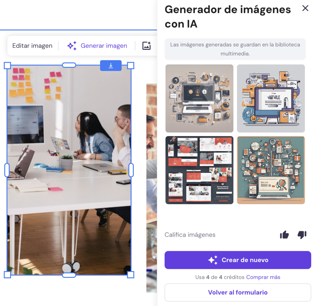 Generador de imágenes con IA de Hostinger