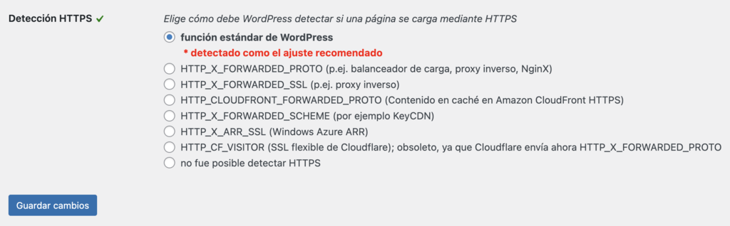Detecci&oacute;n HTTPS en WordPress
