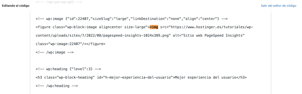 Editor de código del editor de WordPress