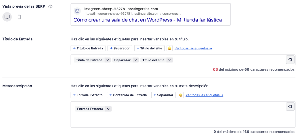 Secci&oacute;n de AIOSEO en el Editor de WordPress
