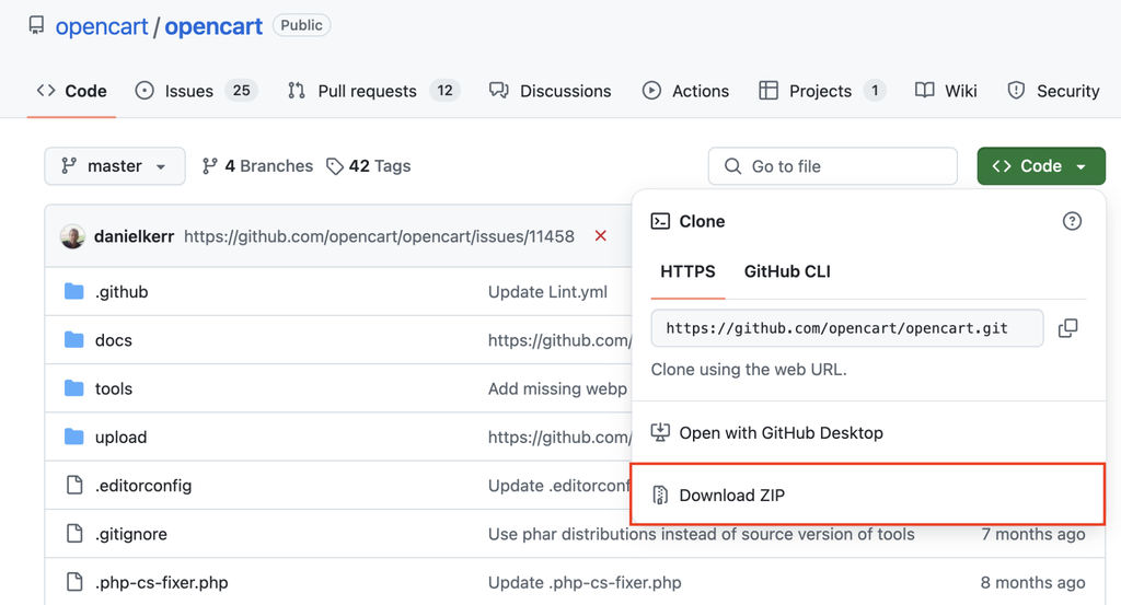 Repositorio oficial de OpenCart 