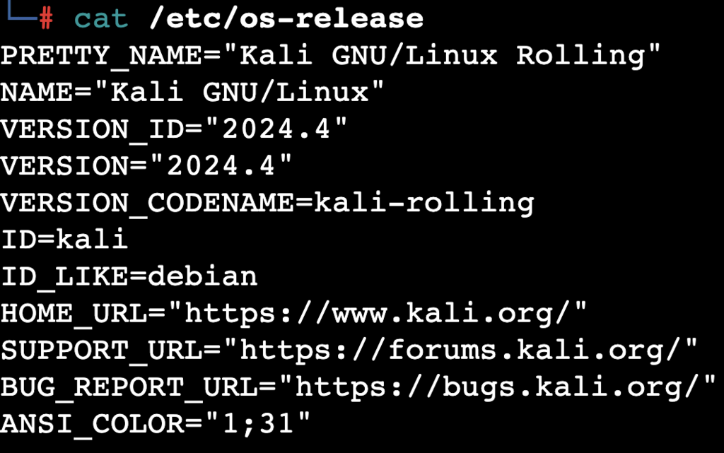 Uso del comando cat /etc/os-release en terminal