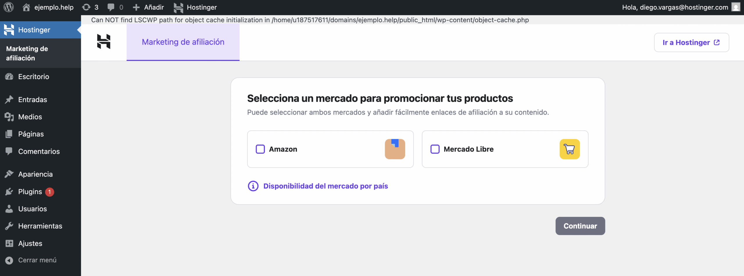 Panel de WordPress