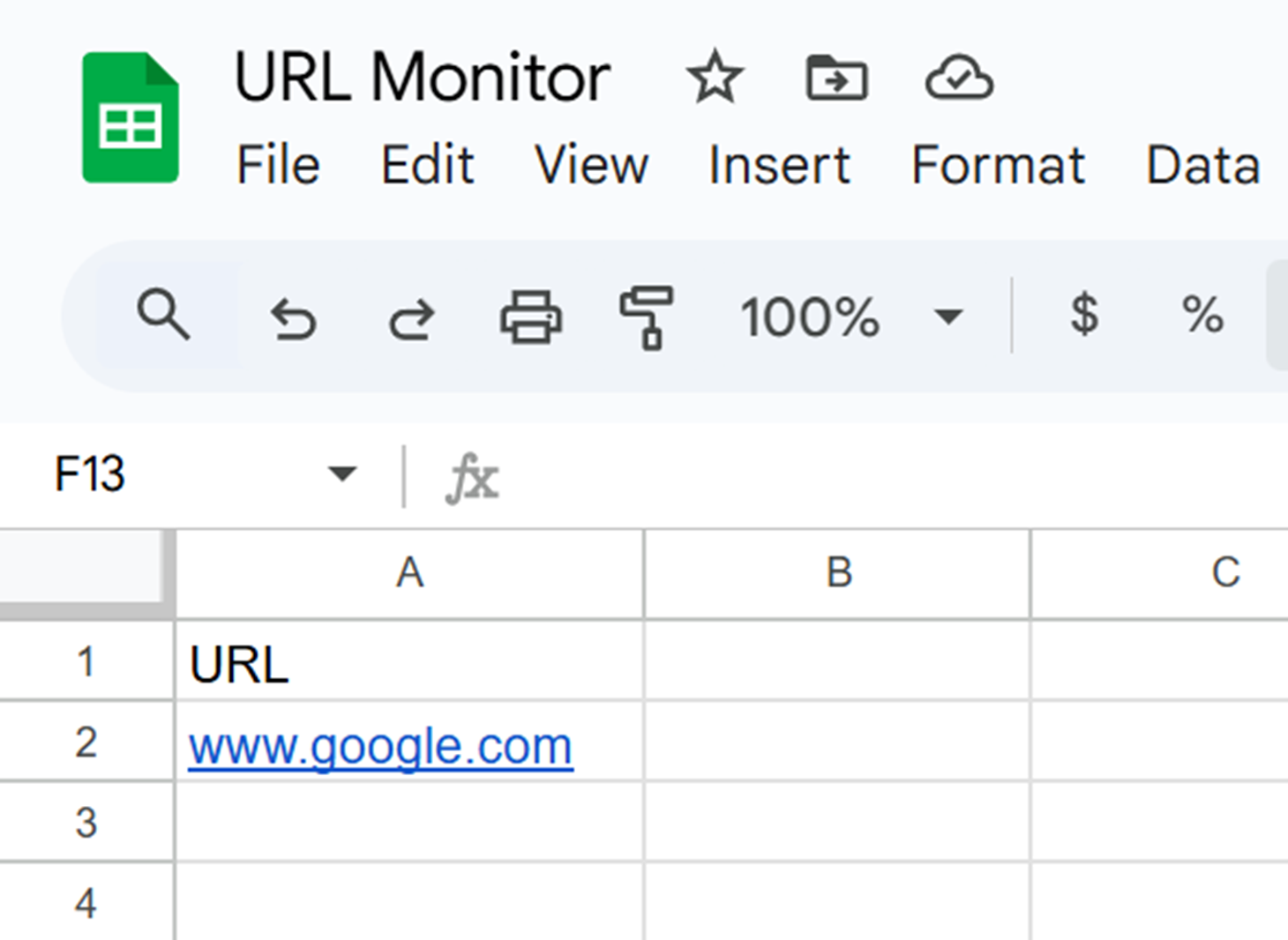 Ejemplo de un archivo de Google Sheets