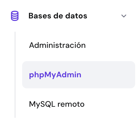 phpMyAdmin en hPanel
