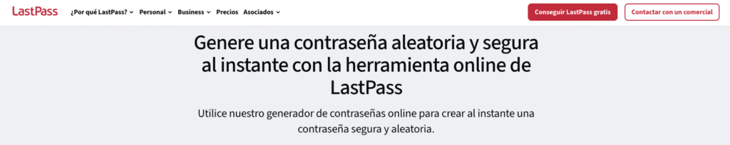 Captura de pantalla del encabezado de LastPass