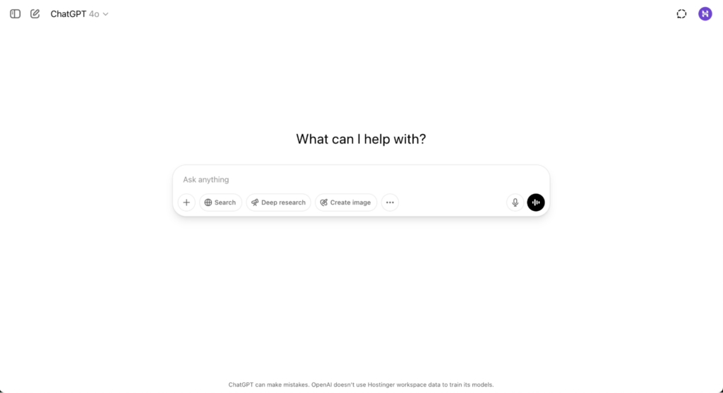 Página de inicio de ChatGPT