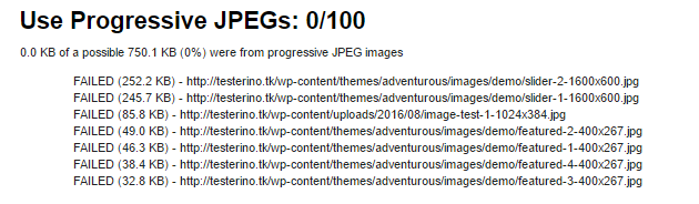 Ejemplo de resultados de prueba en WebPageTest