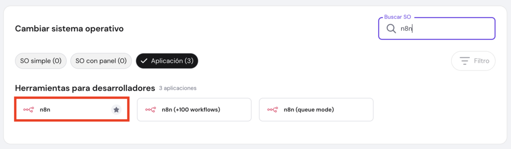 Cambiar SO en hPanel
