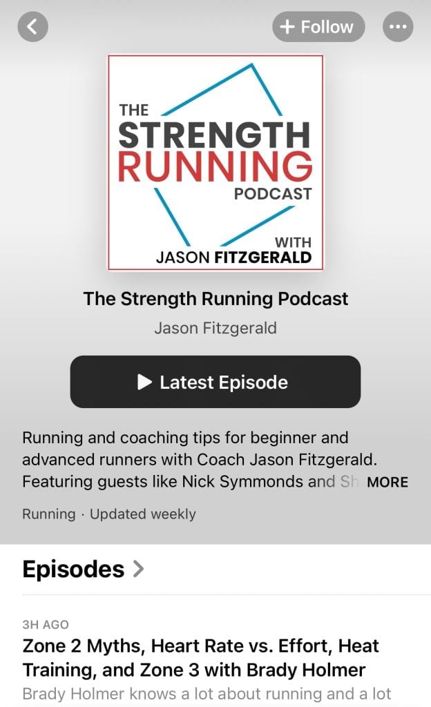 La p&aacute;gina de inicio de Strength Running Podcast en Apple Podcastsv