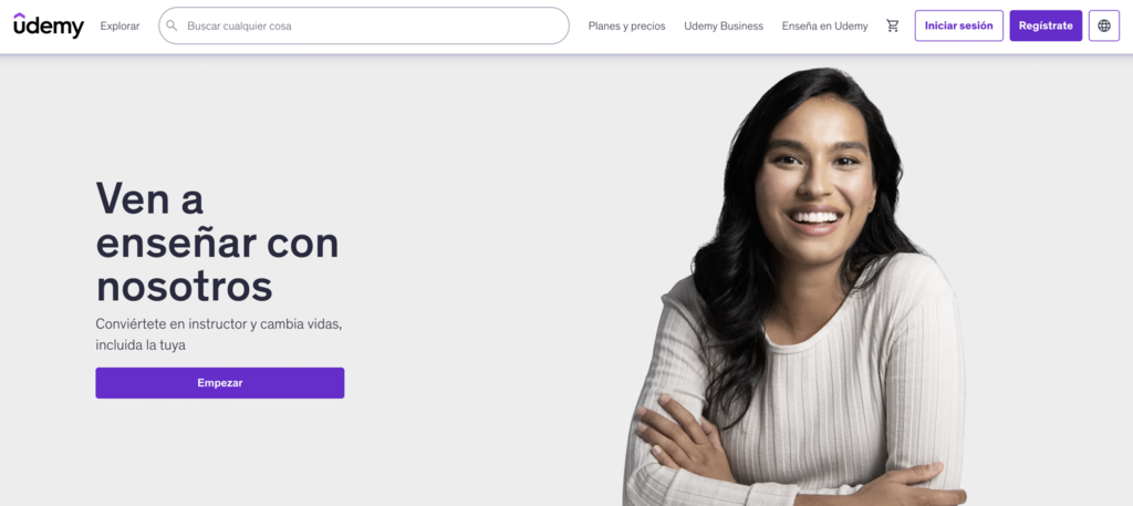 Página de registro de profesores Udemy