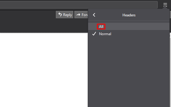 Mozilla Thunderbird, resaltando todo.